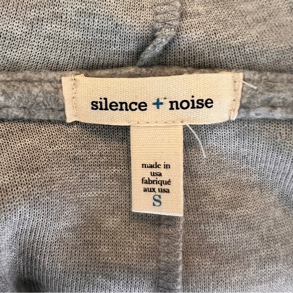 Silence + Noise Hooded Gray Open Front Waterfall Cardigan Sweater Sz Small - Picture 5 of 6